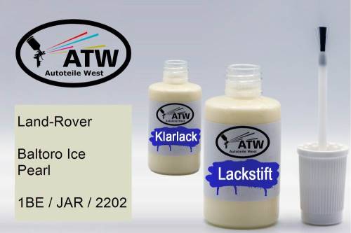 Land-Rover, Baltoro Ice Pearl, 1BE / JAR / 2202: 20ml Lackstift + 20ml Klarlack - Set, von ATW Autoteile West.